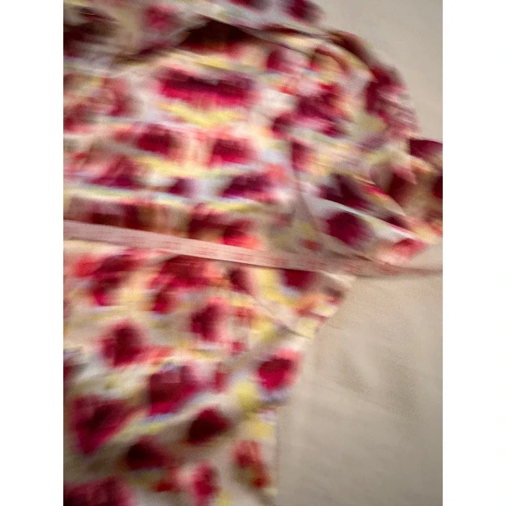 BCBG‎ Max Azria XS Colorful Satin Blouse Y2K Dopamine Dressing Animal Print